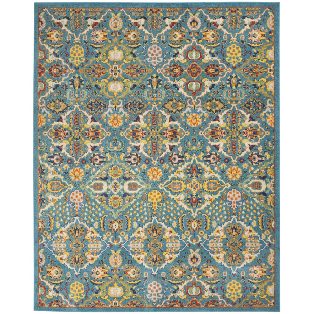 Nourison Allur ALR03 Area Rug, Turquoise/Ivory, 7'10" x 9'10"