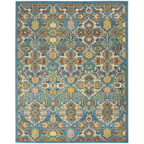 Nourison Allur ALR03 Area Rug, Turquoise/Ivory, 9' x 12'