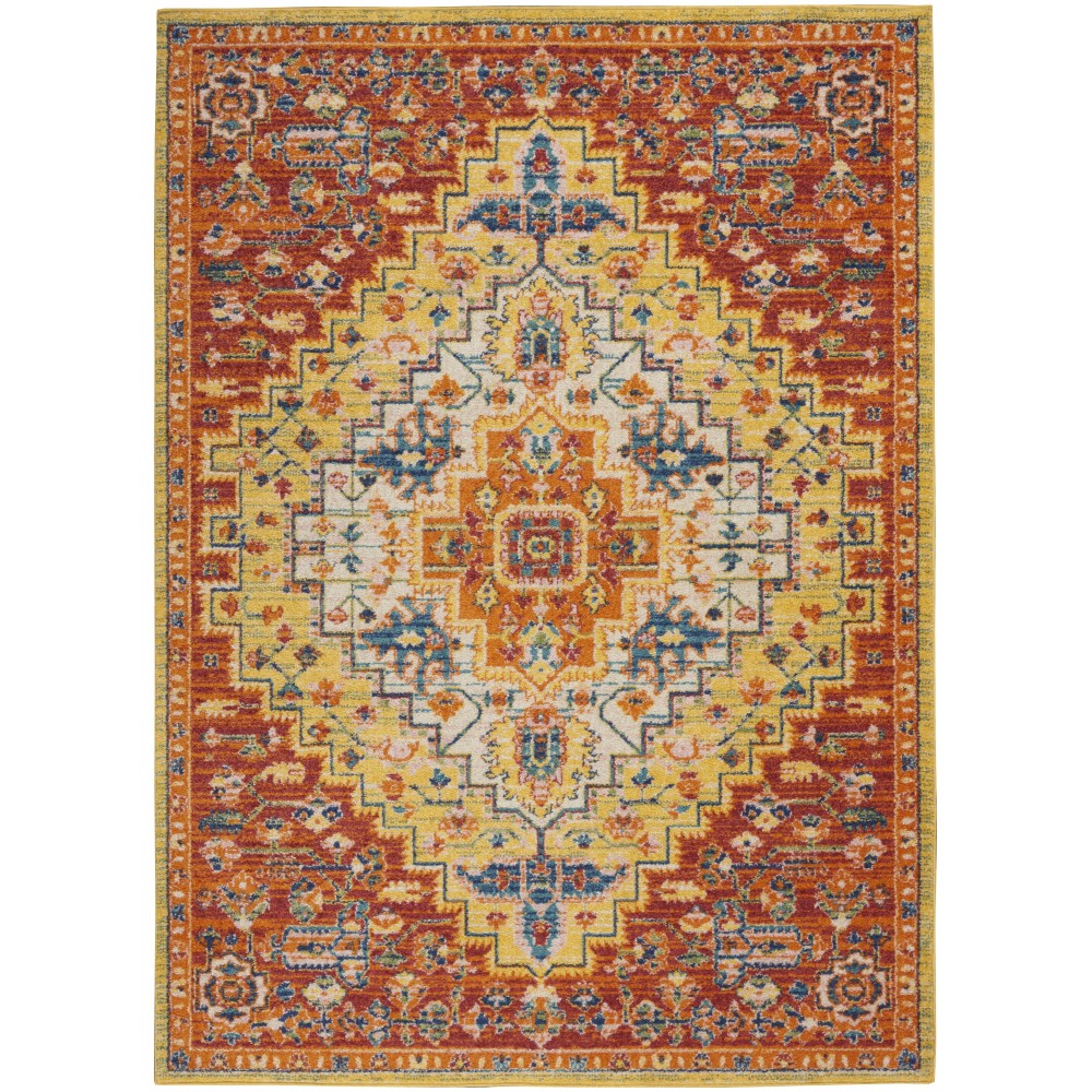 Nourison Allur ALR04 Area Rug, Red/Multicolor, 5'3" x 7'3"