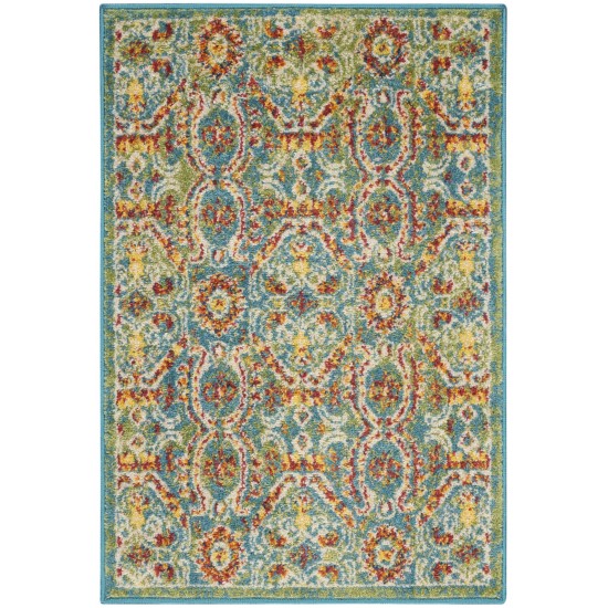 Nourison Allur ALR05 Area Rug, Turquoise/Multicolor, 2' x 3'