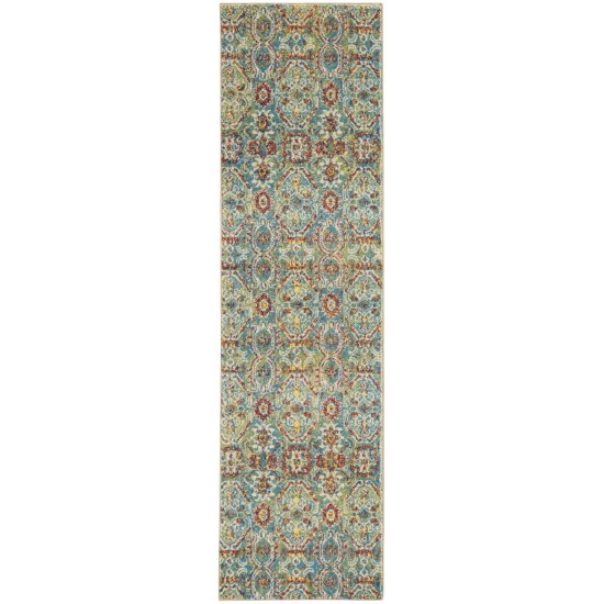 Nourison Allur ALR05 Runner Rug, Turquoise/Multicolor, 2'3" x 7'6"