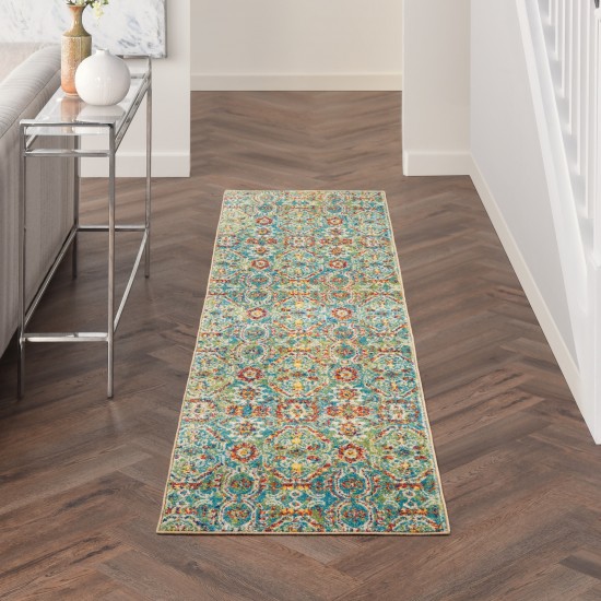 Nourison Allur ALR05 Runner Rug, Turquoise/Multicolor, 2'3" x 7'6"