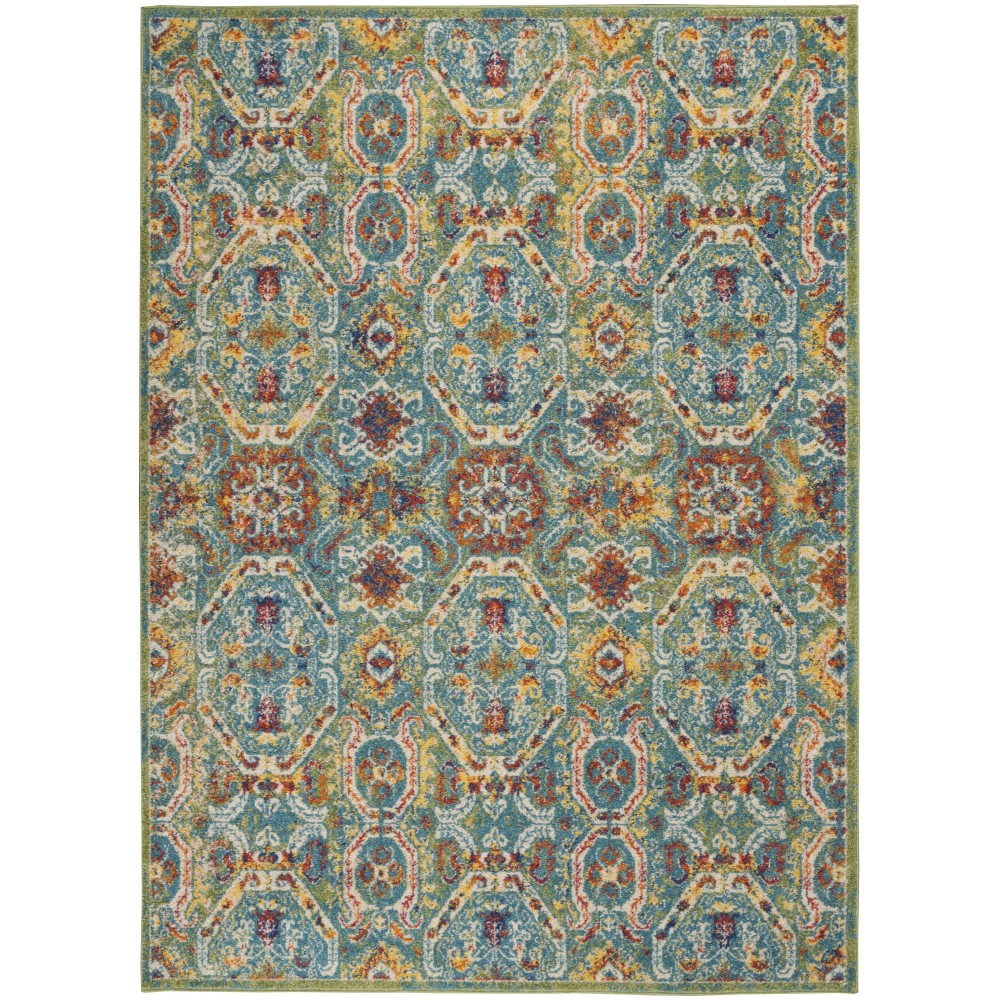 Nourison Allur ALR05 Area Rug, Turquoise/Multicolor, 4' x 6'