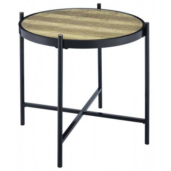 ACME Bage II End Table, Black & Glass