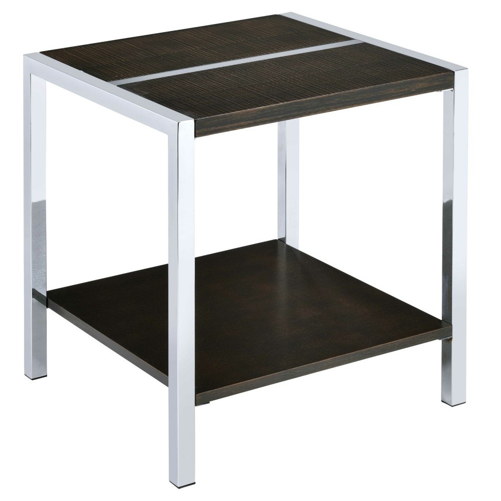 ACME Jethro End Table, Espresso & Chrome