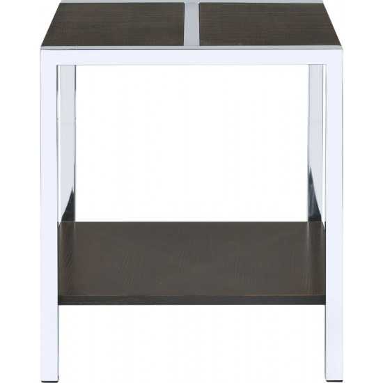 ACME Jethro End Table, Espresso & Chrome