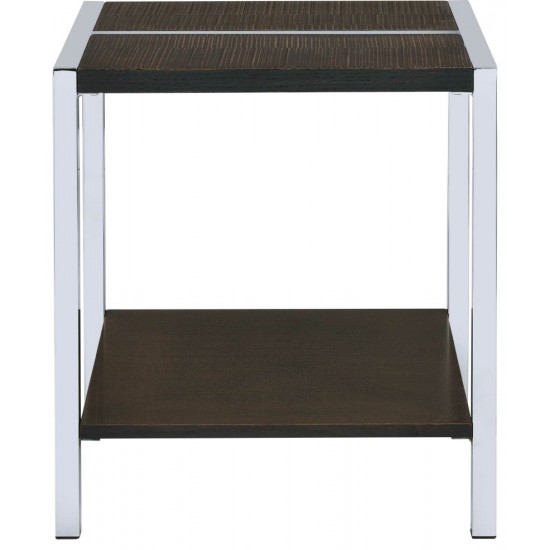 ACME Jethro End Table, Espresso & Chrome