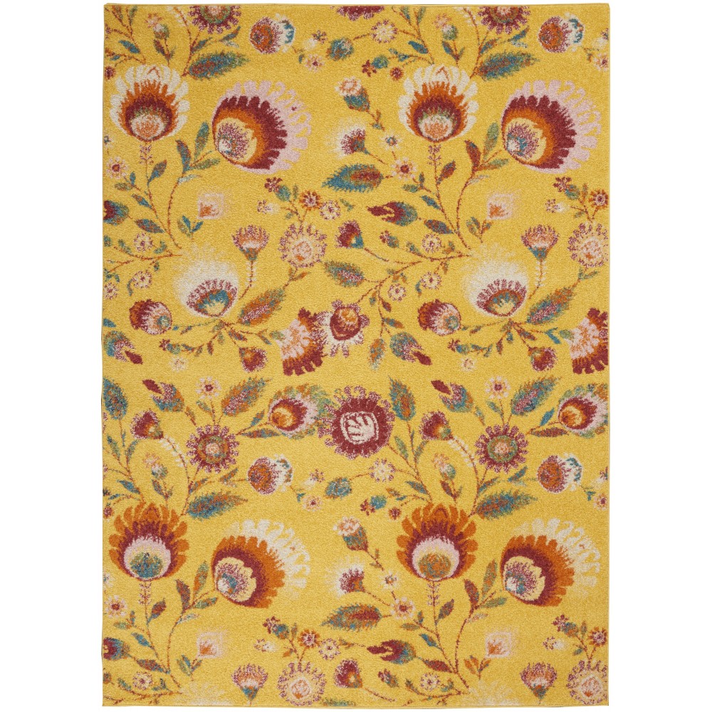 Nourison Allur ALR08 Area Rug, Yellow/Multicolor, 5'3" x 7'3"