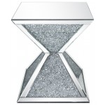 ACME Noralie End Table, Mirrored & Faux Diamonds