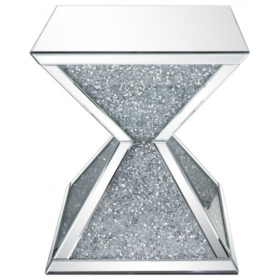 ACME Noralie End Table, Mirrored & Faux Diamonds