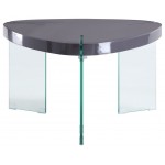 ACME Noland Coffee Table, Gray High Gloss & Clear Glass