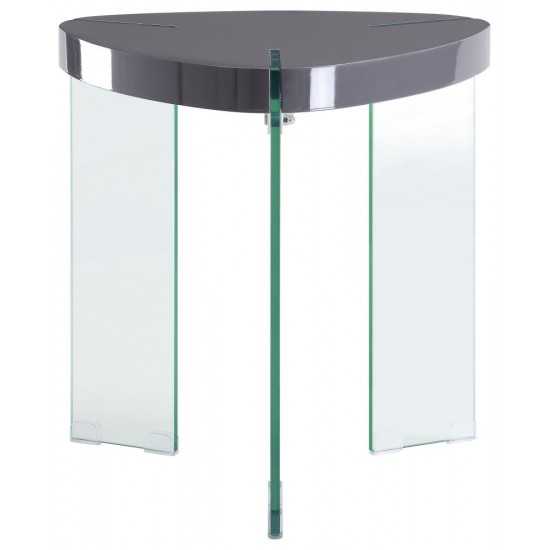 ACME Noland End Table, Gray High Gloss & Clear Glass