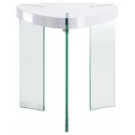 ACME Noland End Table, White High Gloss & Clear Glass