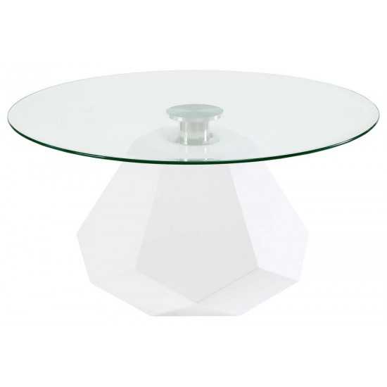 ACME Chara Coffee Table, White High Gloss & Clear Glass