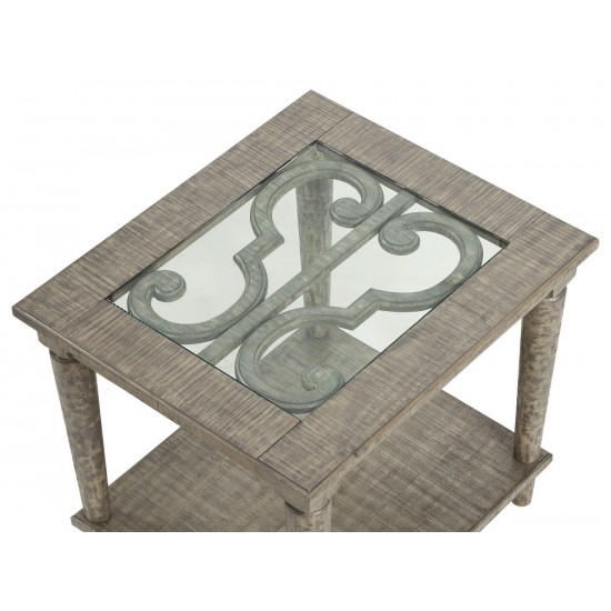 ACME Artesia End Table, Salvaged Natural & Glass