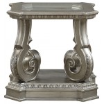 ACME Northville End Table, Antique Silver & Clear Glass