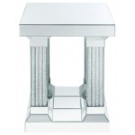 ACME Caesia End Table, Mirrored & Faux Diamonds