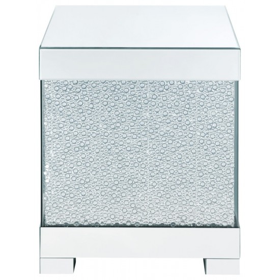 ACME Mallika End Table, Mirrored & Faux Crystals