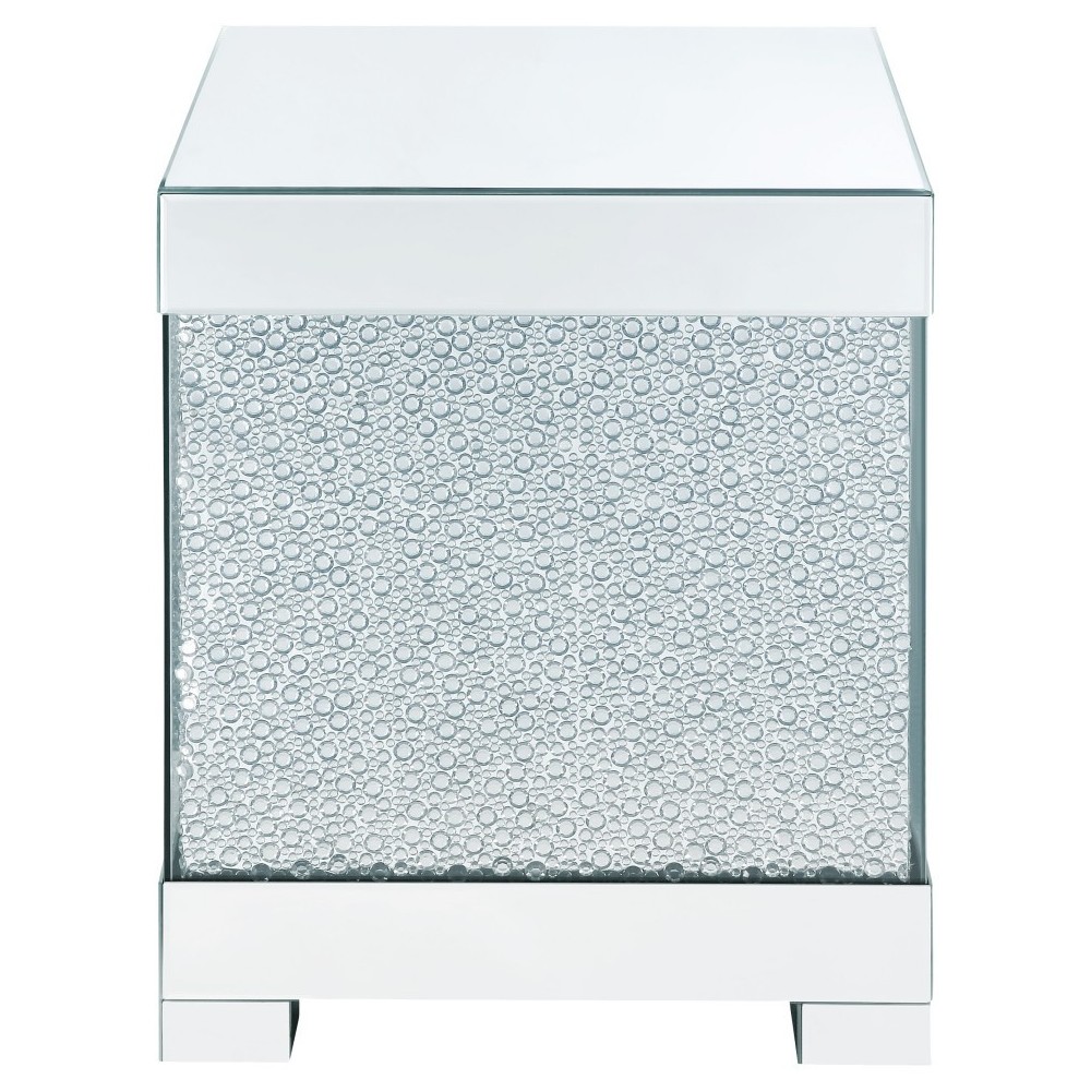 ACME Mallika End Table, Mirrored & Faux Crystals