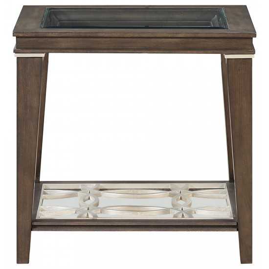 ACME Peregrine End Table, Walnut & Glass