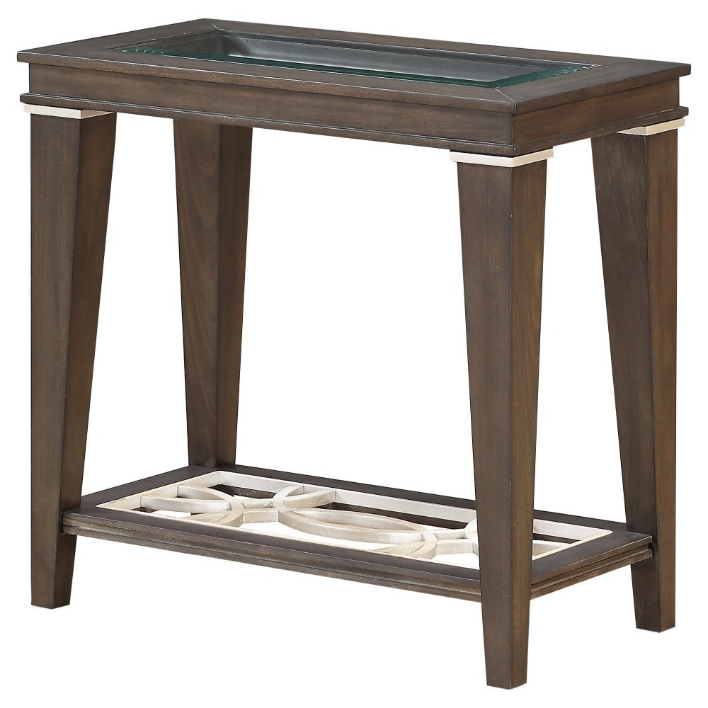 ACME Peregrine Side Table, Walnut & Glass