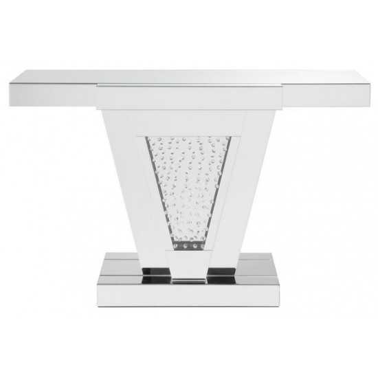 ACME Nysa Console Table, Mirrored & Faux Crystals