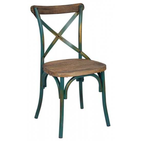 ACME Zaire Side Chair (1Pc), Antique Turquoise & Antique Oak