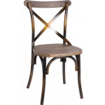 ACME Zaire Side Chair (1Pc), Antique Copper & Antique Oak