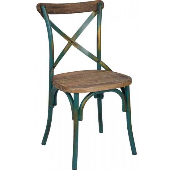 ACME Zaire Side Chair (1Pc), Antique Copper & Antique Oak