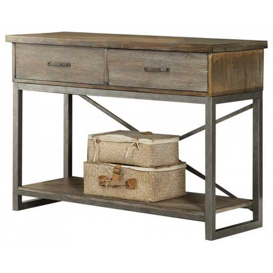 ACME Lazarus Server, Weathered Oak & Antique Silver