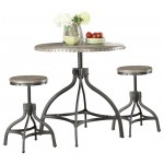 ACME Fatima 3Pc Pack Adjustable Counter Height Set, Gray Oak