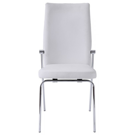 ACME Osias Side Chair (Set-2), White PU & Chrome
