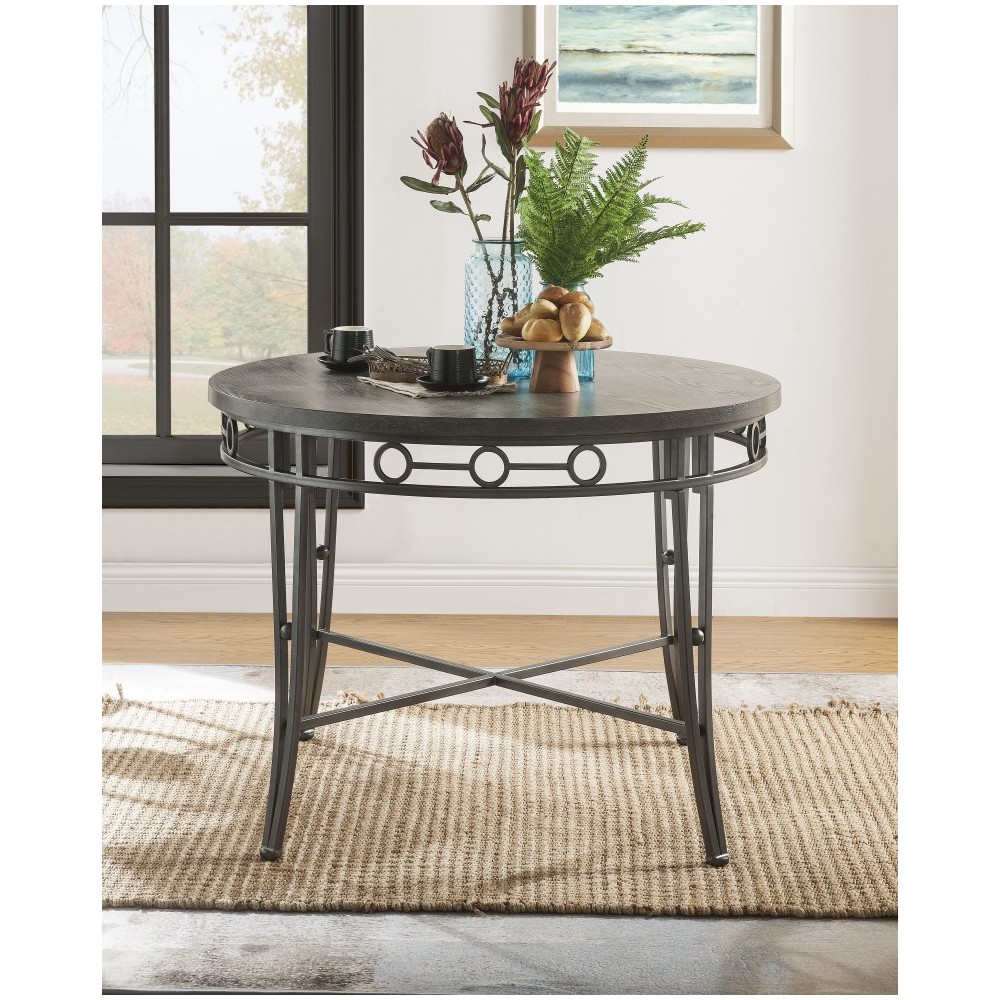 ACME Landis Dining Table, Oak & Gunmetal