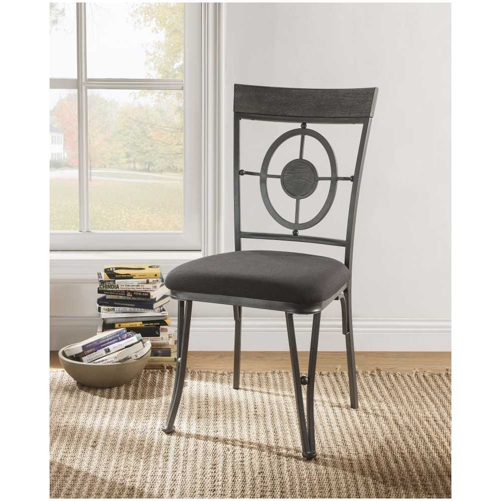 ACME Landis Side Chair (Set-2), Fabric & Gunmetal