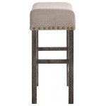 ACME Martha II Counter Height Stool (Set-2), Tan Linen & Weathered Gray