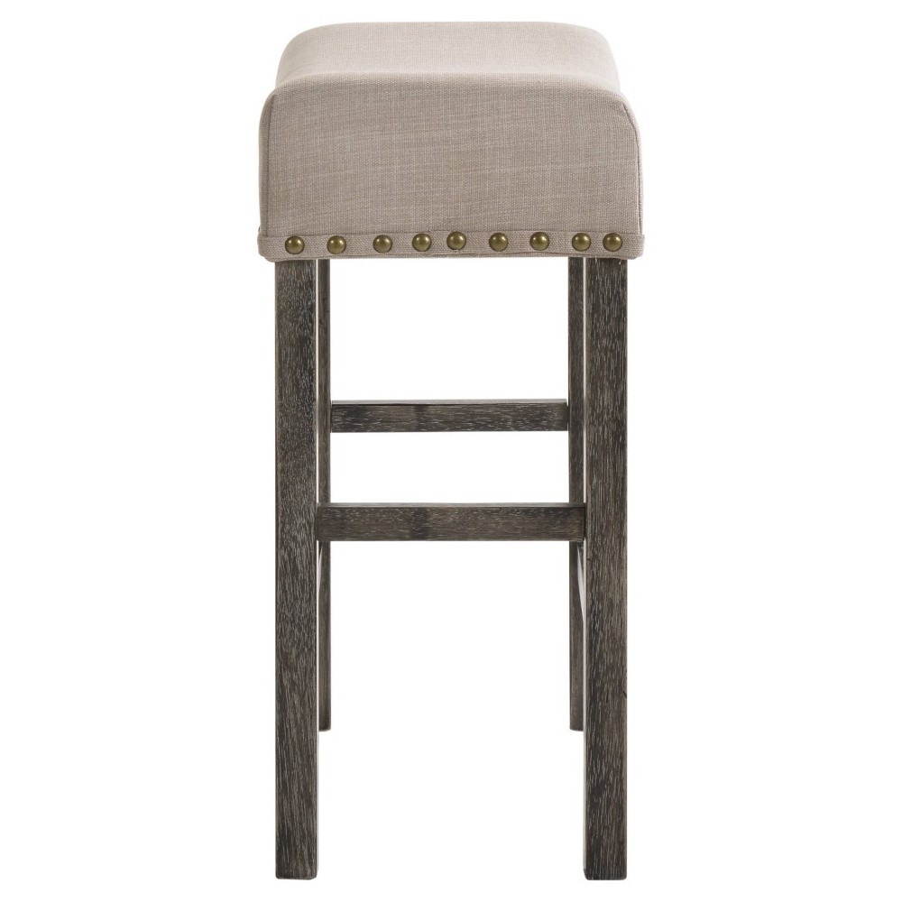 ACME Martha II Counter Height Stool (Set-2), Tan Linen & Weathered Gray ACME Martha II Counter Height Stool (Set-2), Tan Linen & Weathered Gray