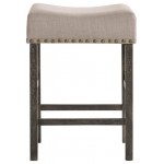 ACME Martha II Counter Height Stool (Set-2), Tan Linen & Weathered Gray