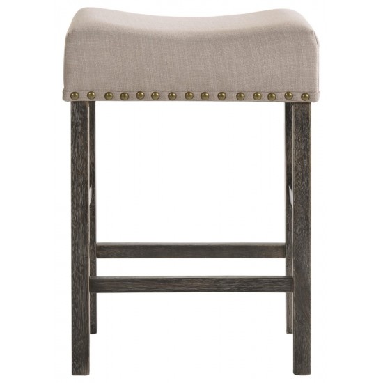 ACME Martha II Counter Height Stool (Set-2), Tan Linen & Weathered Gray