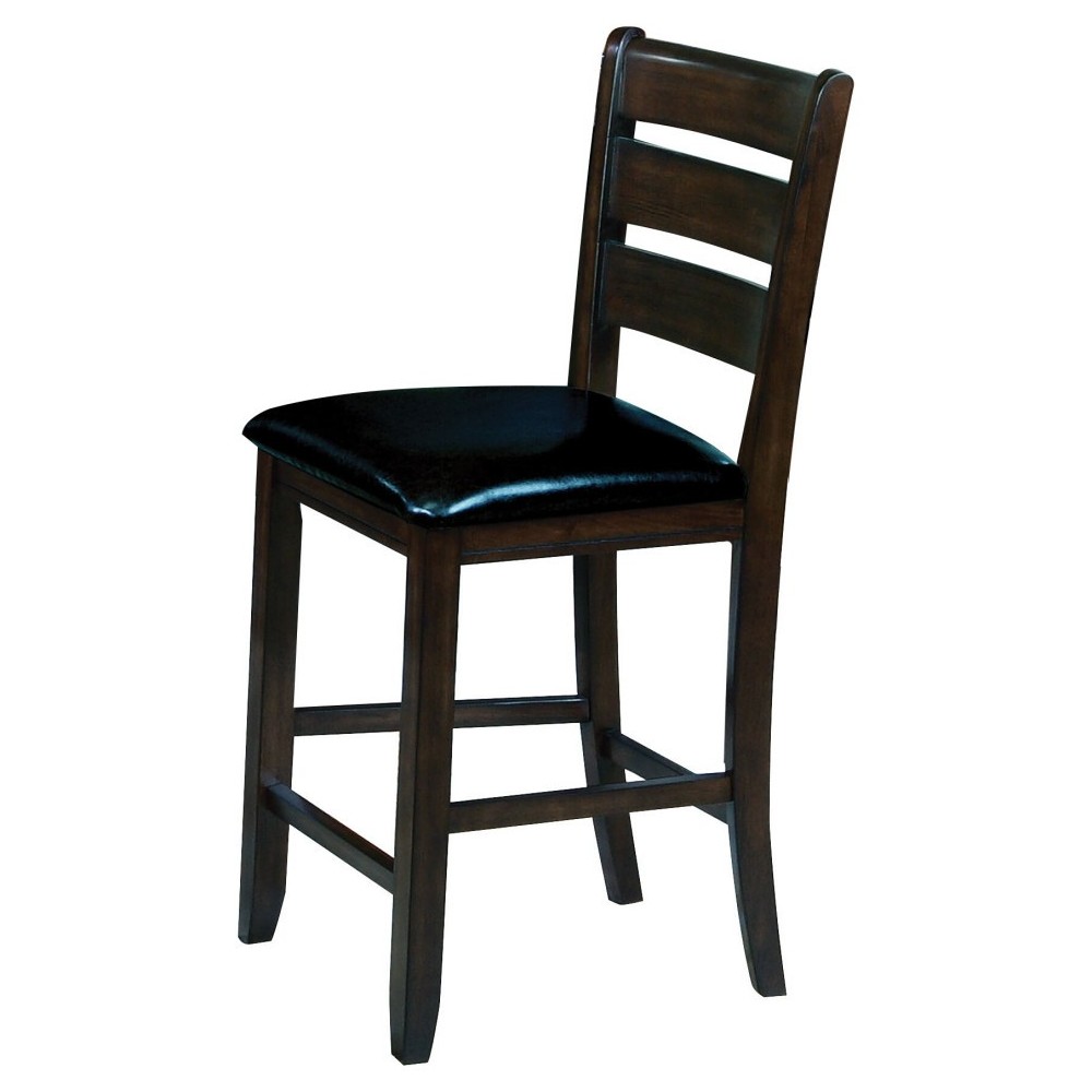 ACME Urbana Counter Height Chair (Set-2), Black PU & Espresso