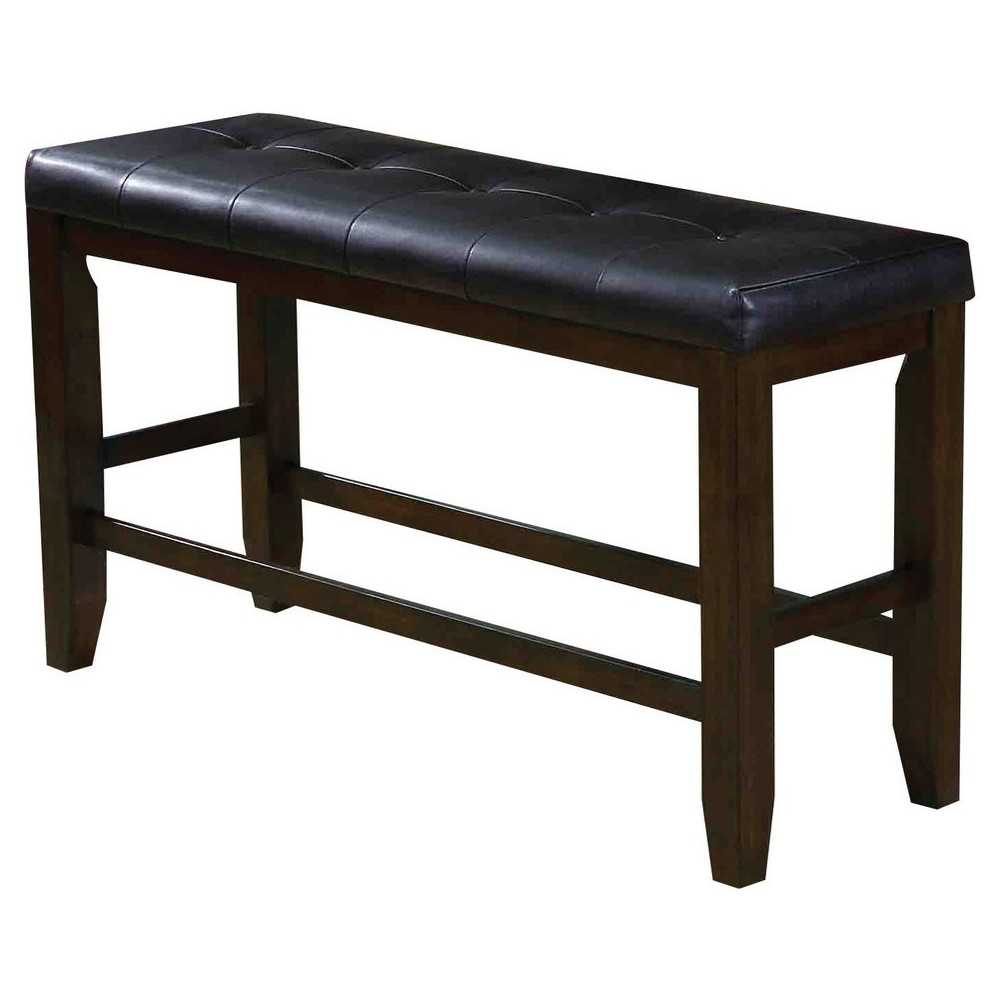 ACME Urbana Counter Height Bench, Black PU & Espresso