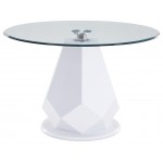 ACME Chara Dining Table, White High Gloss & Glass Top