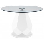 ACME Chara Dining Table, White High Gloss & Glass Top