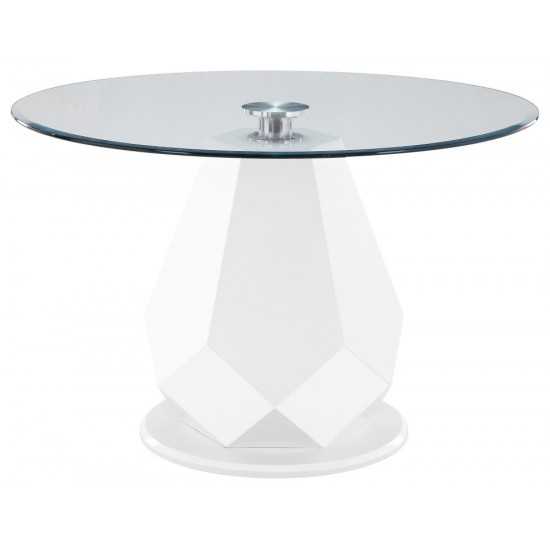 ACME Chara Dining Table, White High Gloss & Glass Top