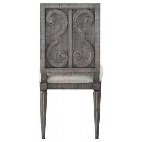 ACME Artesia Side Chair (Set-2), Fabric & Salvaged Natural