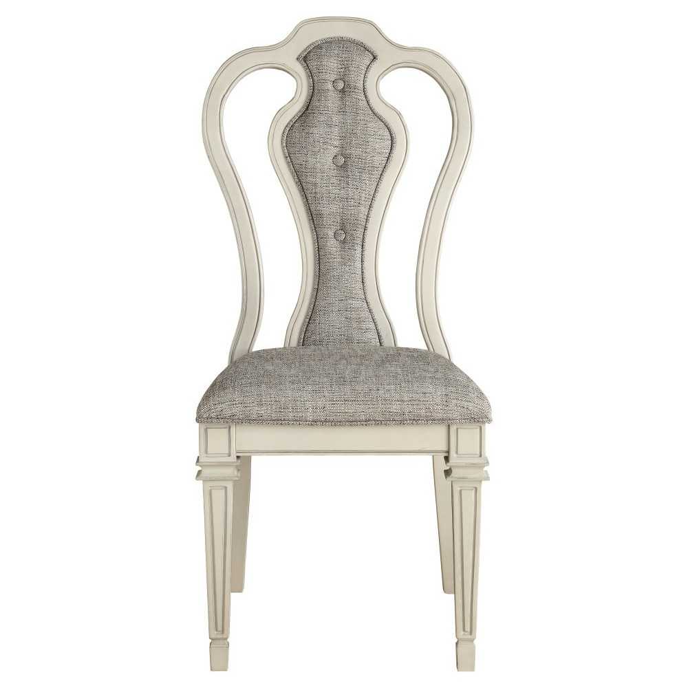 ACME Kayley Side Chair (Set-2), Linen & Antique White (2Pc/1Ctn)