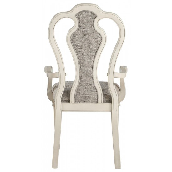 ACME Kayley Arm Chair (Set-2), Linen & Antique White (2Pc/1Ctn)