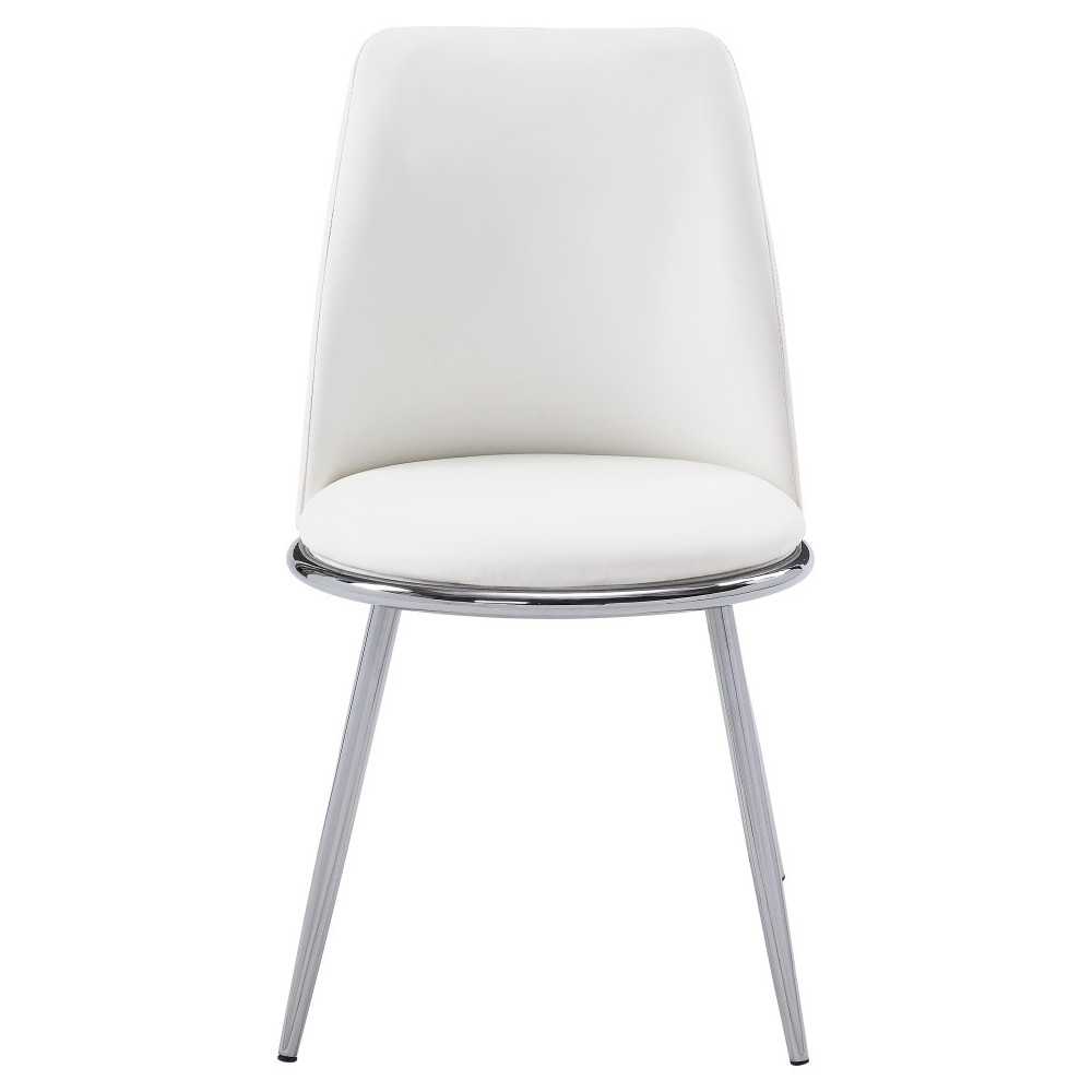 ACME Weizor Side Chair (Set-2), White PU & Chrome (2Pc/1Ctn) ACME Weizor Side Chair (Set-2), White PU & Chrome (2Pc/1Ctn)