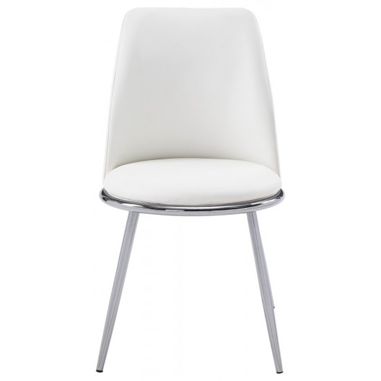 ACME Weizor Side Chair (Set-2), White PU & Chrome (2Pc/1Ctn)