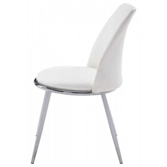 ACME Weizor Side Chair (Set-2), White PU & Chrome (2Pc/1Ctn)