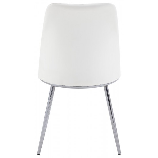 ACME Weizor Side Chair (Set-2), White PU & Chrome (2Pc/1Ctn)